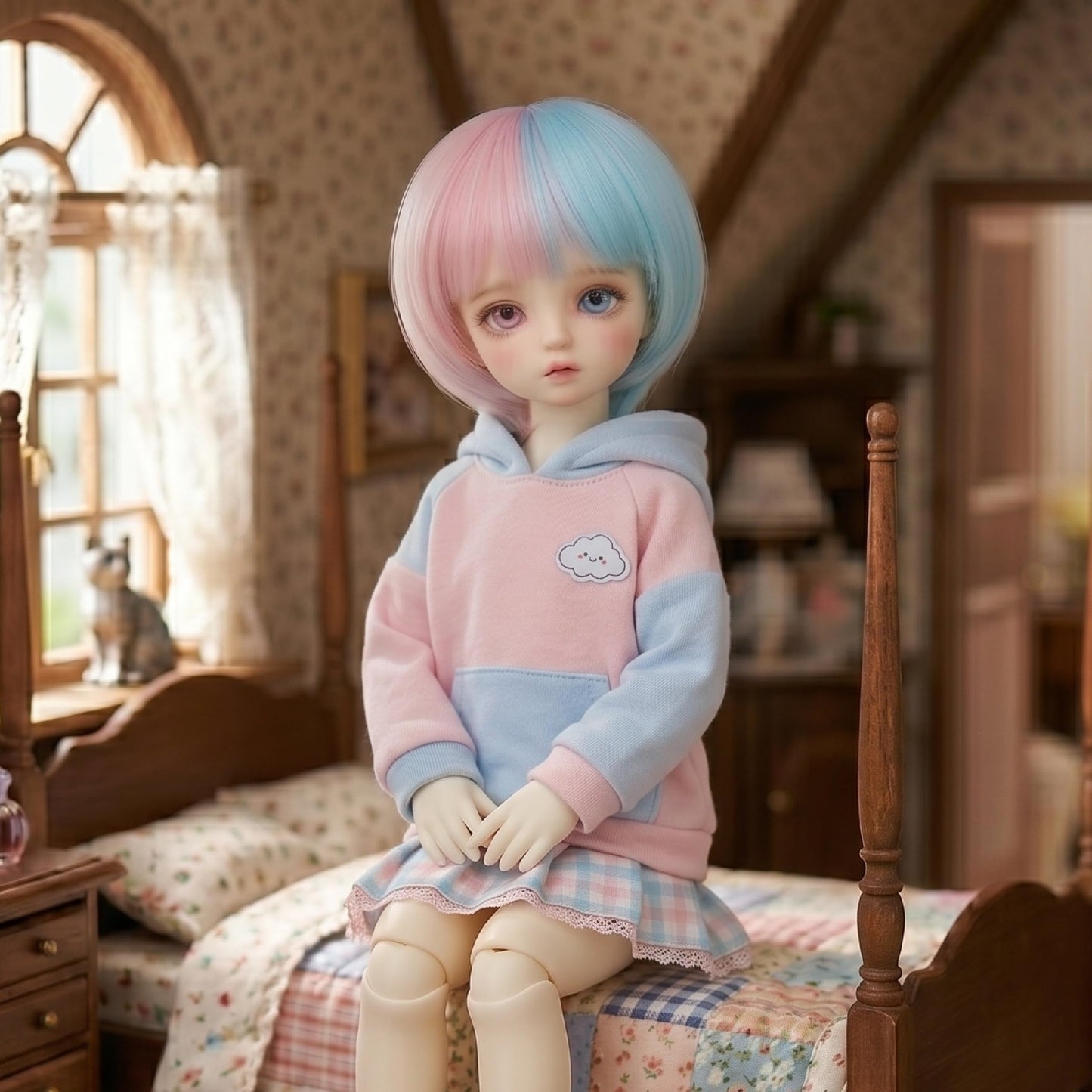 Missuhair 7-8inch (for 17CM-19CM's Head) 1/4 Bjd Wig Synthetic Short Hair Handmade Accessories