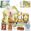 Flower House Building Block for Adults, Garden Architecture Building Toy with LED, Greenhouse Model Building Set, Garden Glass House Building Kit