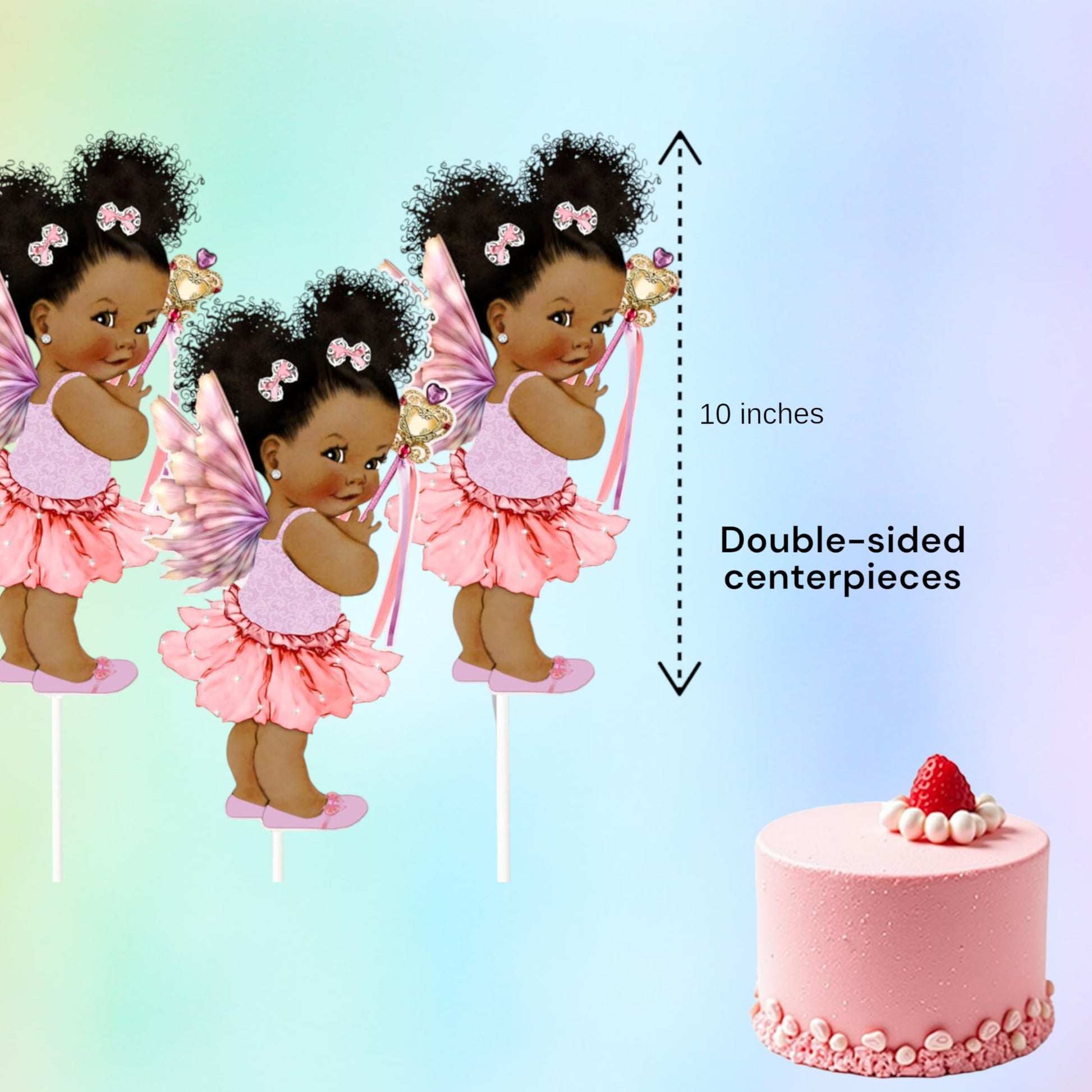 Fairy Princess African American Centerpieces, Fairy Table Party Decoration