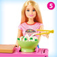 Barbie Noodle Bar Playset with Blonde Doll, Workstation, 2 White and Green Dough Containers, 2 Bowls, Play Knife and 2 Pairs of Chopsticks for Ages 4