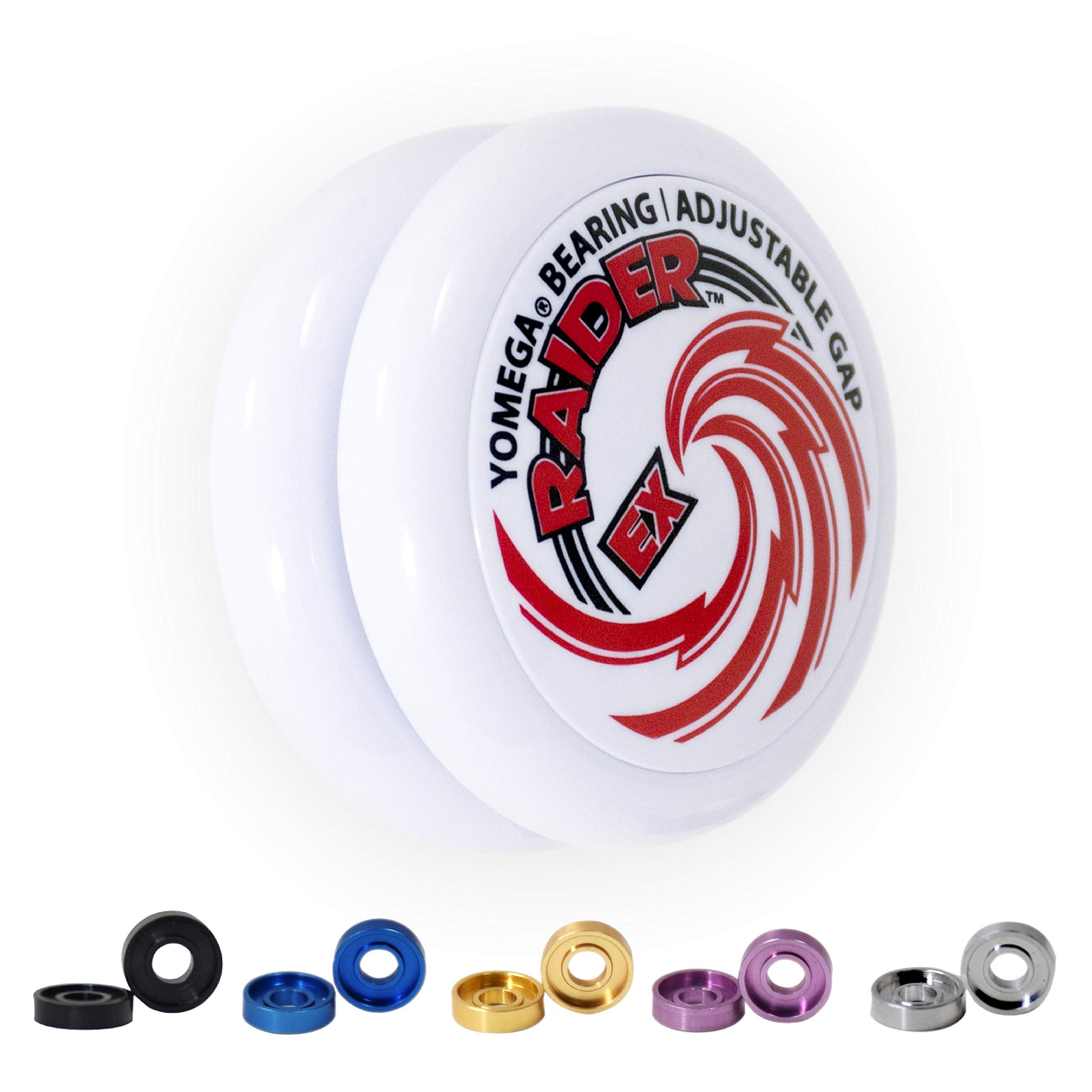 Yomega Raider Ex - Professional Responsive Ball Bearing yoyo, Great for Advanced String Tricks and Looping Play + 5 spacers + Extra 2 Strings (White)