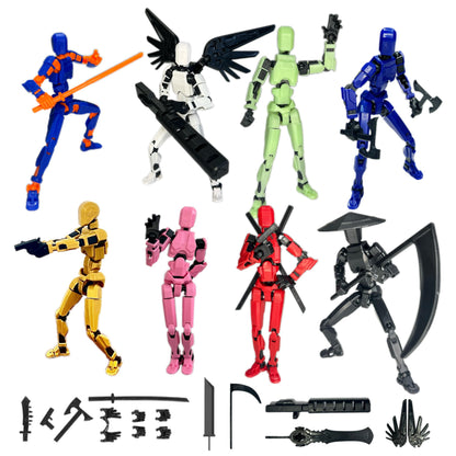 Pthjswj T13 Action Figure Set, 8PCS Already Assembled, Movable Multi-Joints