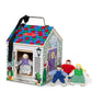 Melissa & Doug Take-Along Wooden Doorbell Dollhouse - Doorbell Sounds, Keys, 4 Poseable Wooden Dolls Portable Doll House, Doorbell House for Kids Ages