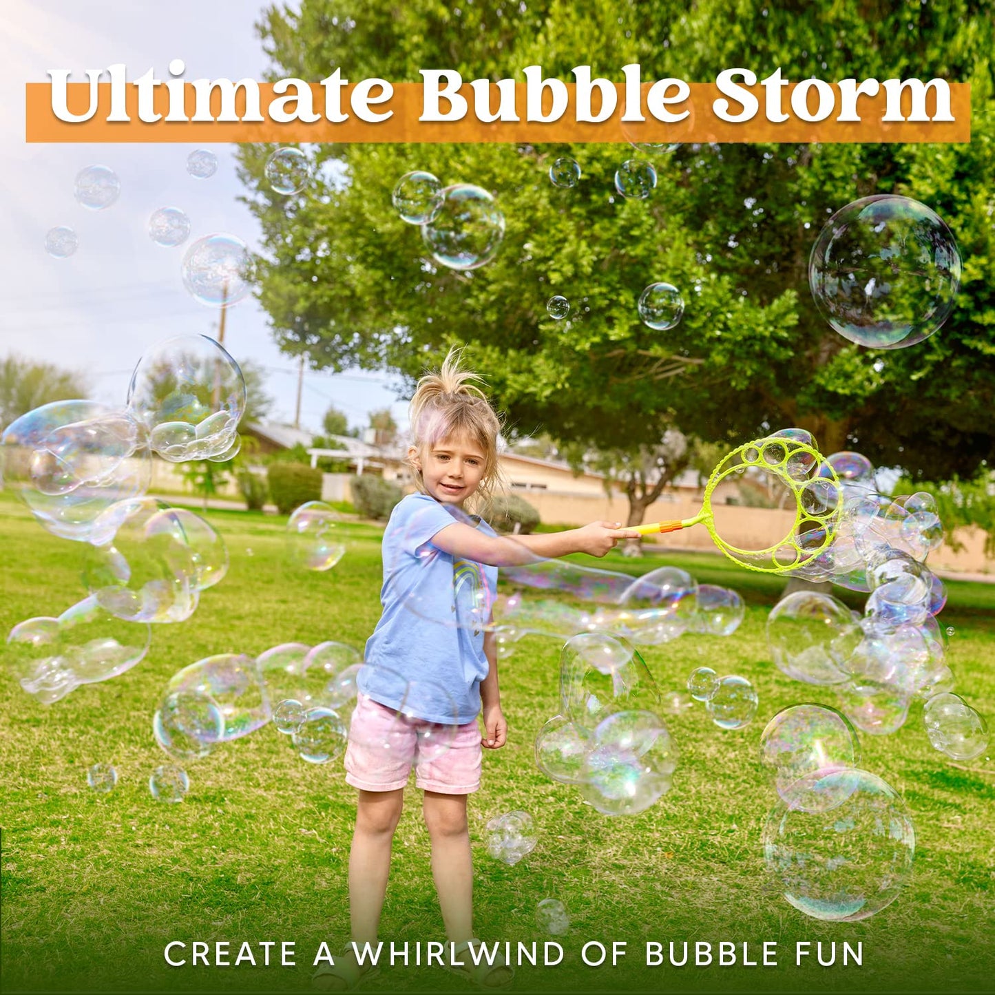 JOYIN Big Bubble Wands Set Bulk for Kids Summer Outdoor Toy Game Activity Party Favors, 18 Pcs Giant Bubble Maker with Tray, 12" Large, 6 Pcs Solution