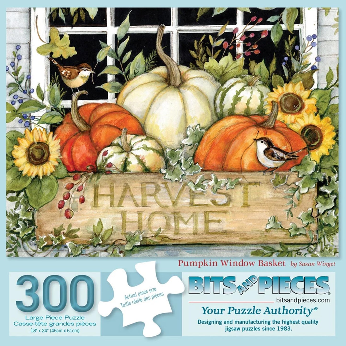 Bits and Pieces 300 Piece Jigsaw Puzzles Pumpkin Window Basket 18x24