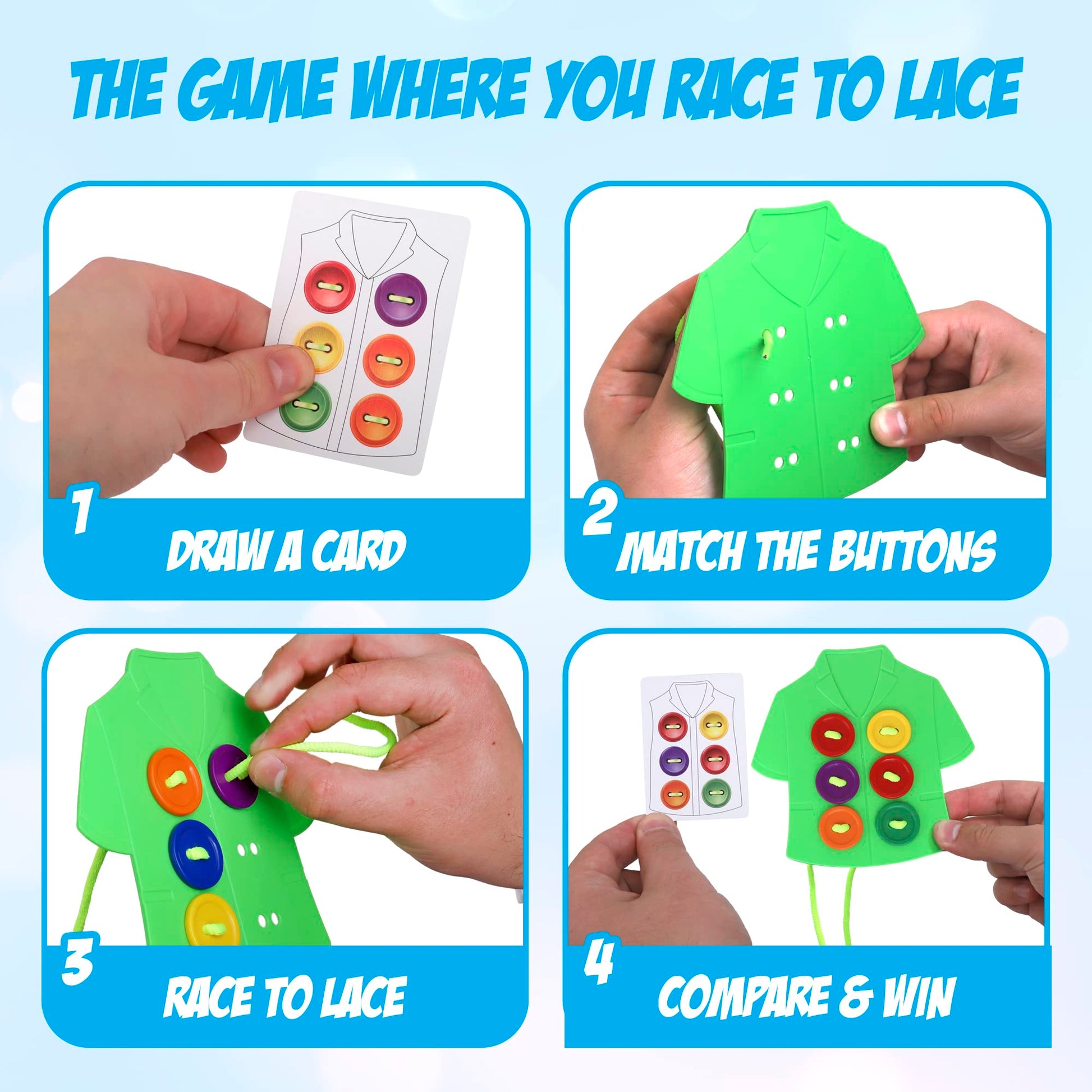 Point Games Lacing Cards Sequence Game - Threading. Sewing, Button Lace Occupational Therapy Toy, Boys & Girls Fine Motor Toys, Educational Preschool