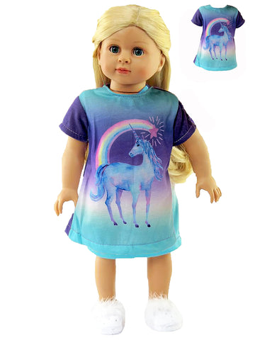 American Fashion World Unicorn Nightgown Pajamas for 18-Inch Dolls | Premium Quality & Trendy Design