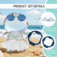 Swimsuit Party for 17cm Doll(No Dolls),5-Piece Set Including Clothes, Skirt, Blue Glasses, Blue Swimming Ring and Bell, Swimsuit Set, hot Party Style