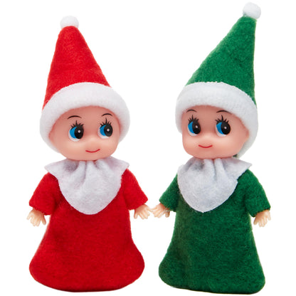 JOYIN Christmas 2PCS Tiny Elf Doll Christmas with 1 Red and 1 Green Elf Doll, Holiday Decoration Accessories Tiny Gift for Girls Boys Kids Adults