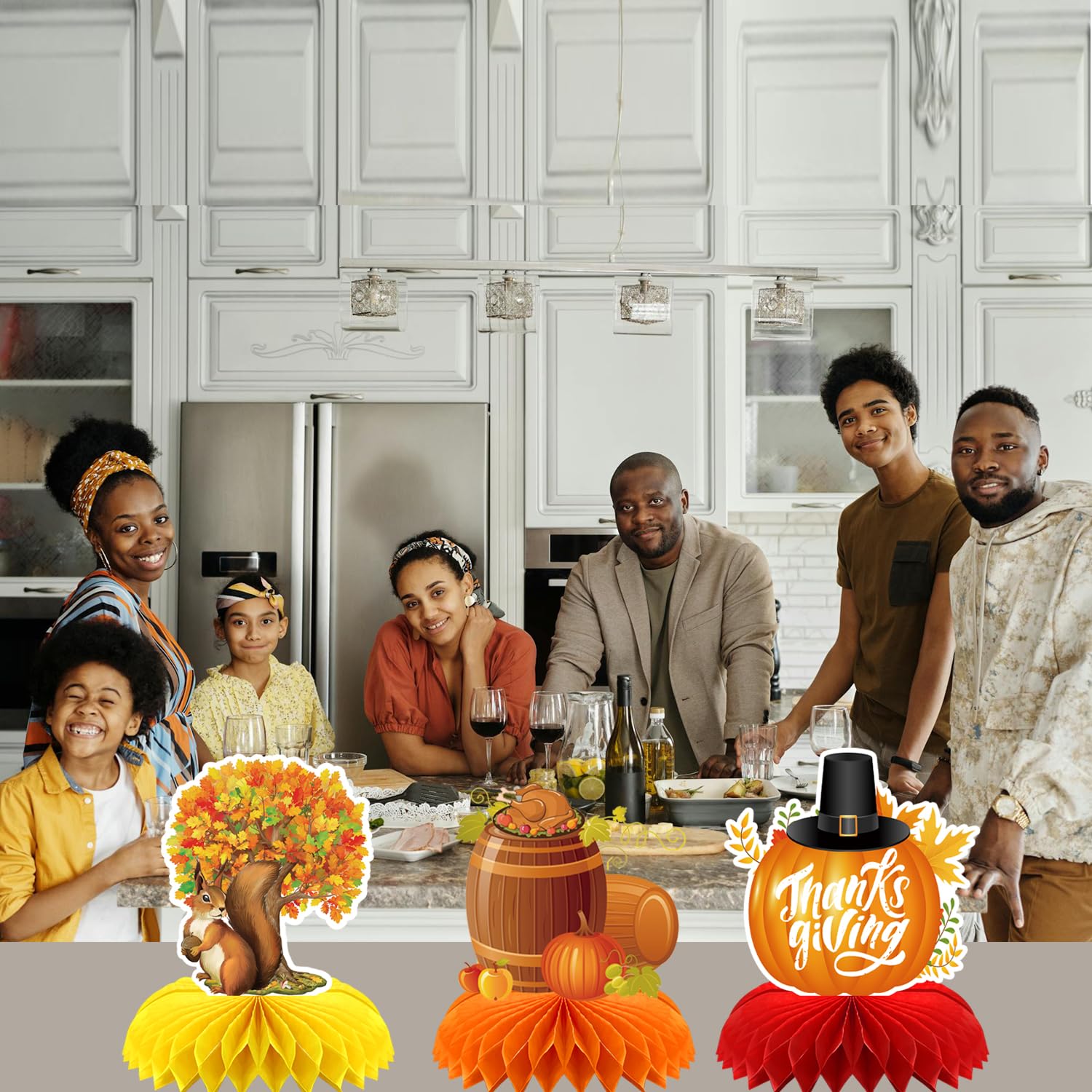 Thanksgiving Decorations, 9 Pack Thanksgiving Table Decorations, Honeycomb Fall Table Centerpieces for Thanksgiving Party, Harvest Themed Décor