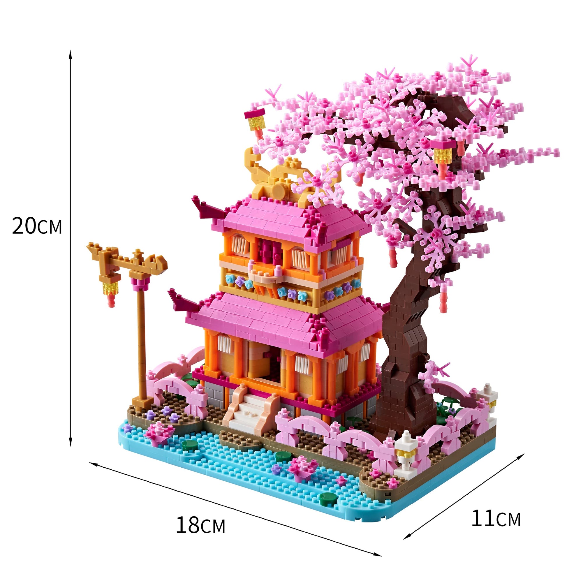LUKHANG Cherry Blossom Tree House Micro Building Blocks Set Enjoy Flower Pavilion 1810pcs Exquisite Architecture Model Kit for Women (Adults Age