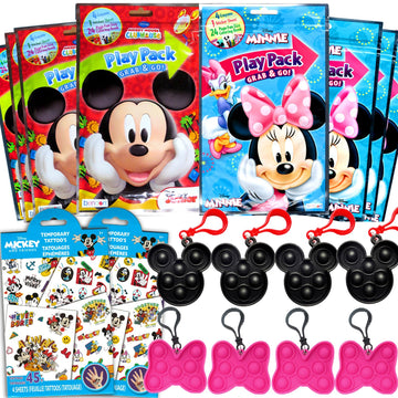 Disney Mickey and Minnie Mouse Party Favor Set Bundle for Kids - 8 Play Packs with Mini Coloring Books, Stickers for Boys and Girls Birthday Party
