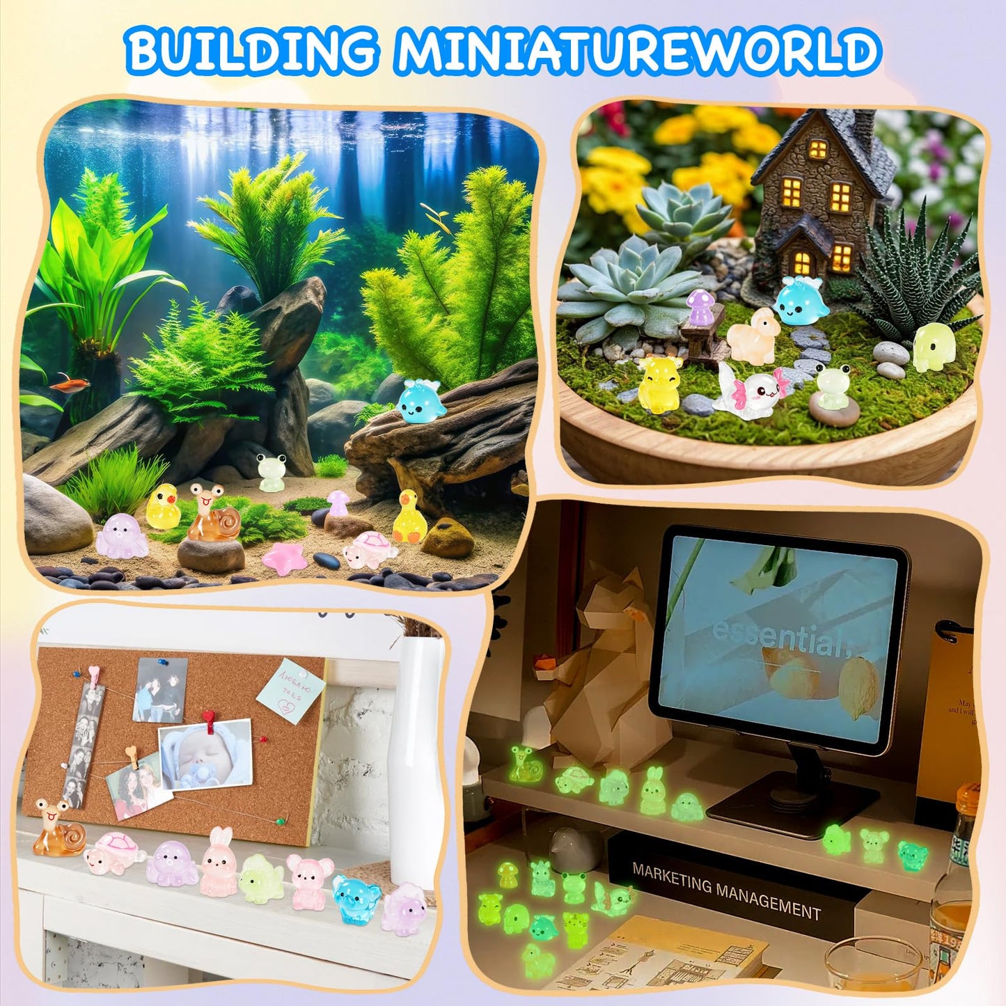 120 Glow In The Dark Animal Resin - 30 Styles?These small animals glow in the dark, Perfect for fairy garden decorations, Miniature landscape