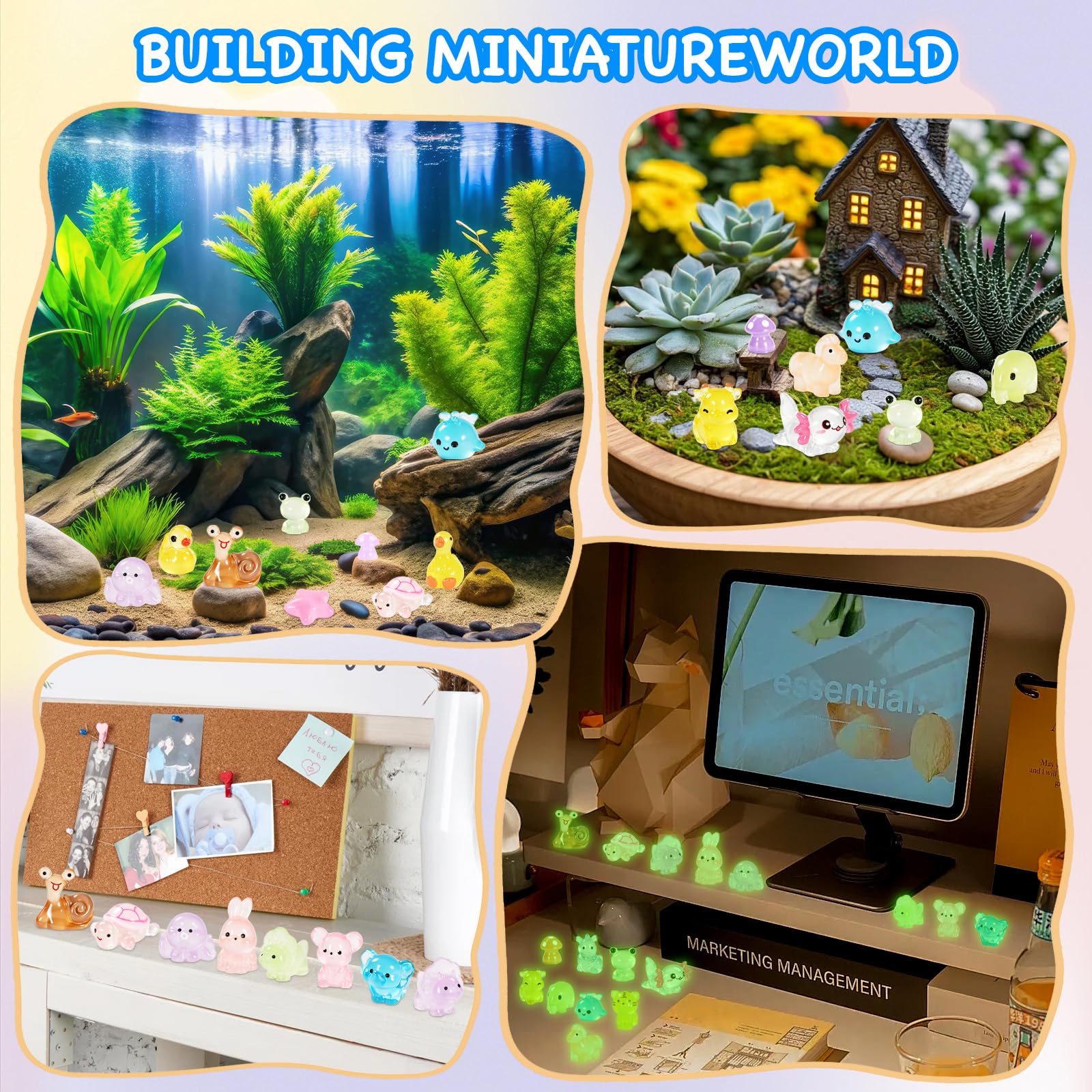 120 Glow In The Dark Animal Resin - 30 Styles?These small animals glow in the dark, Perfect for fairy garden decorations, Miniature landscape