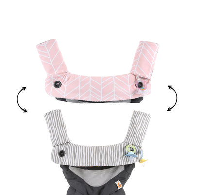 Premium Drool and Teething Reversible Cotton Pad | Fits Ergobaby Four Position 360 + Most Baby Carriers | Pink Herringbone Design | Hypoallergenic |