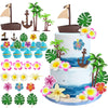 27PCS Coconut Tree Boat Hook Flower Cake Top Flower Cake Decoration Boat Birthday Party Decoration Supplies