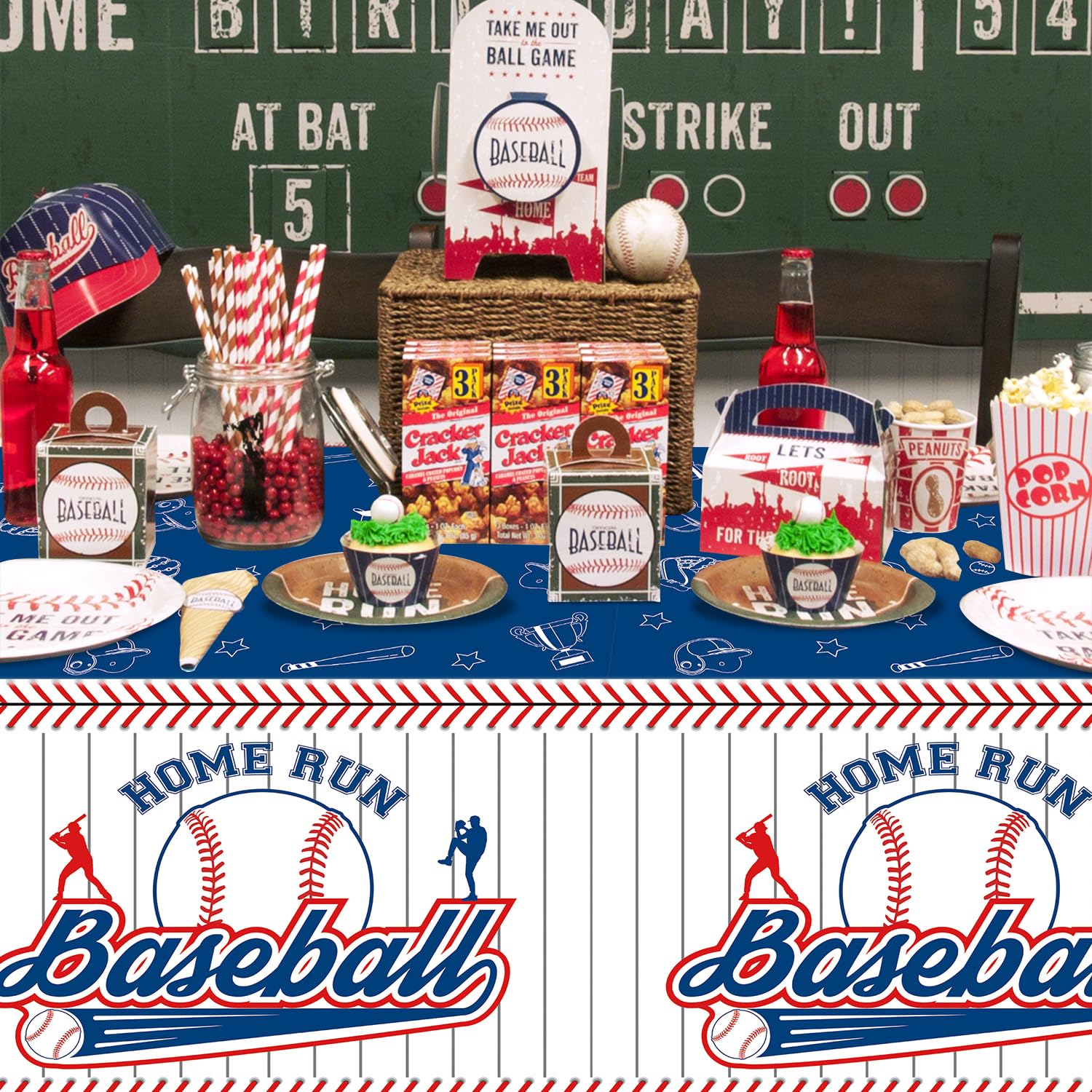 PTECDROTS 4 Pcs Baseball Tablecloths, Plastic Baseball Table Covers Rectangular Table Cloth for Baseball Themed Party Supplies Sports Event Birthday