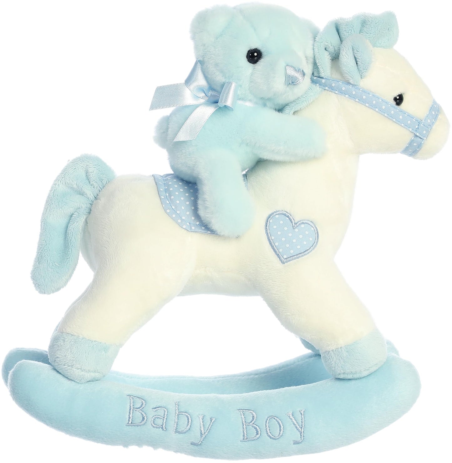 Aurora® Melodious Musicals! Baby Boy Rocking Horse™ Baby Stuffed Animal - Musical Entertainment - Engaging Play - Blue 11 Inches