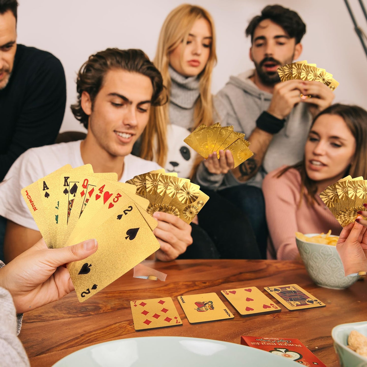 LIUBUJINGYING 8 Pack Waterproof Playing Cards Plastic Gold Foil Playing Card Plastic Playing Ca-RDS 4 Colors Waterproof PET Foil Poker Ca-RDS Bulk