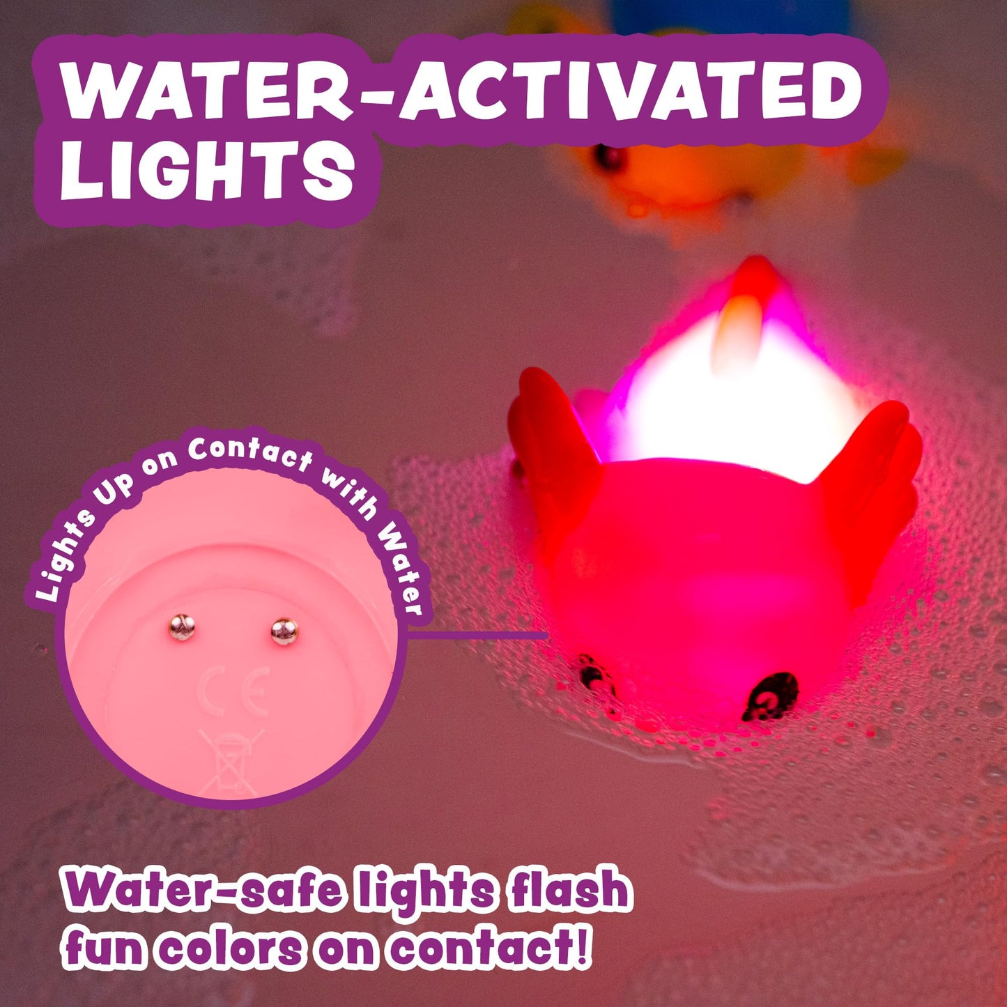 Tub Works® Under the Sea™ Light Up Bath Toys, 6 Pack | Water-Activated Light Up Toys Flash & Change Color | Easy-Grip Baby & Toddler Bath Toys |