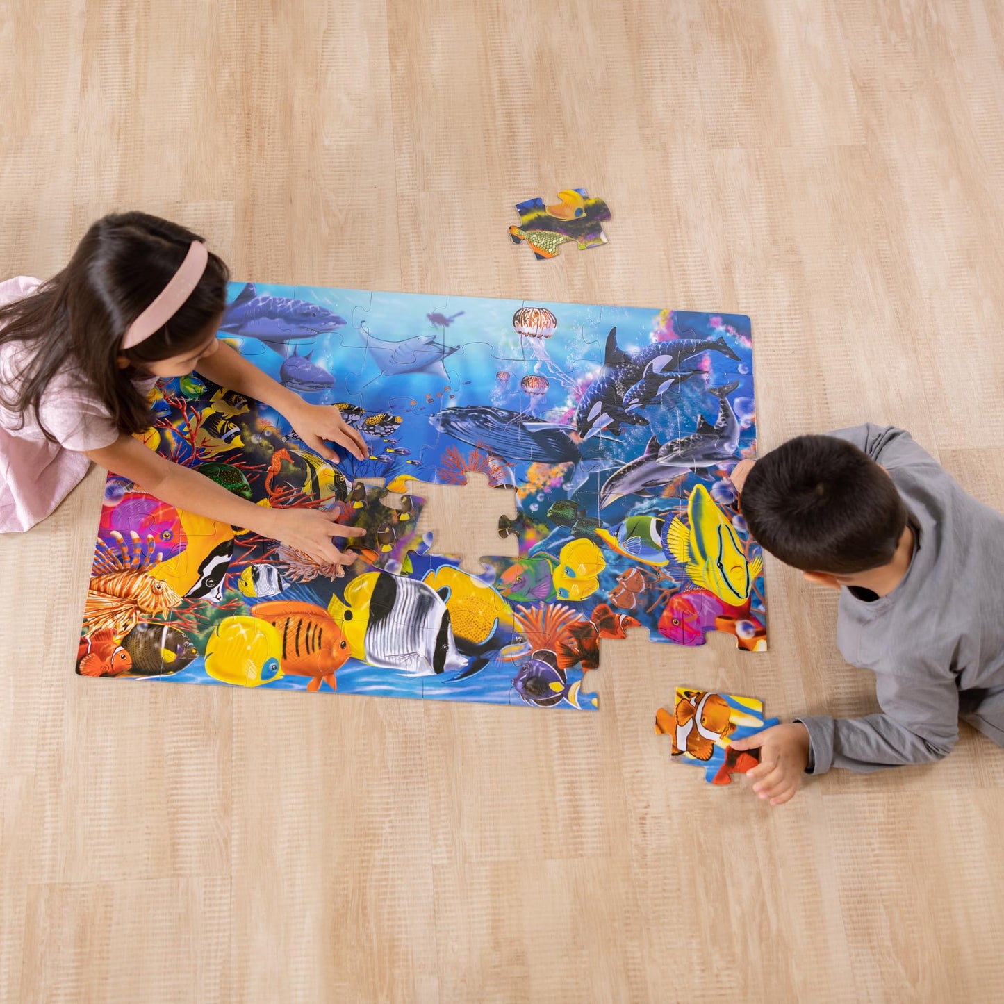 Melissa & Doug Underwater Ocean Floor Puzzle, 48 pc Jumbo Jigsaw Puzzle, Educational Screen Free Activity for Toddler, Preschoolers and Kids Ages 3+