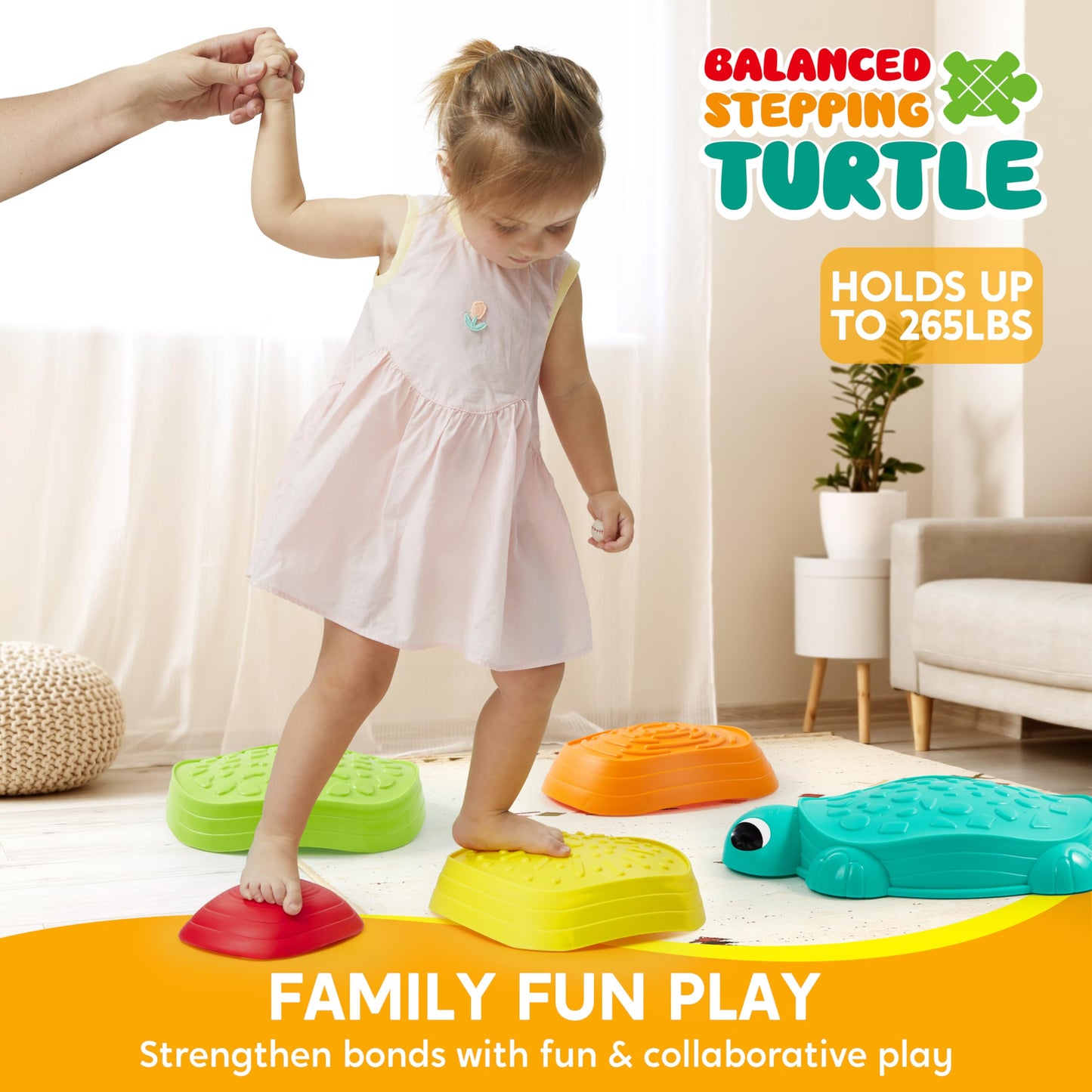 JOYIN 5 Pcs Turtle Balance Stepping Stones, Kids Turtle Path Jumping Stones, Child Obstacle Course Coordination Game Toys Indoor or Outdoor Play