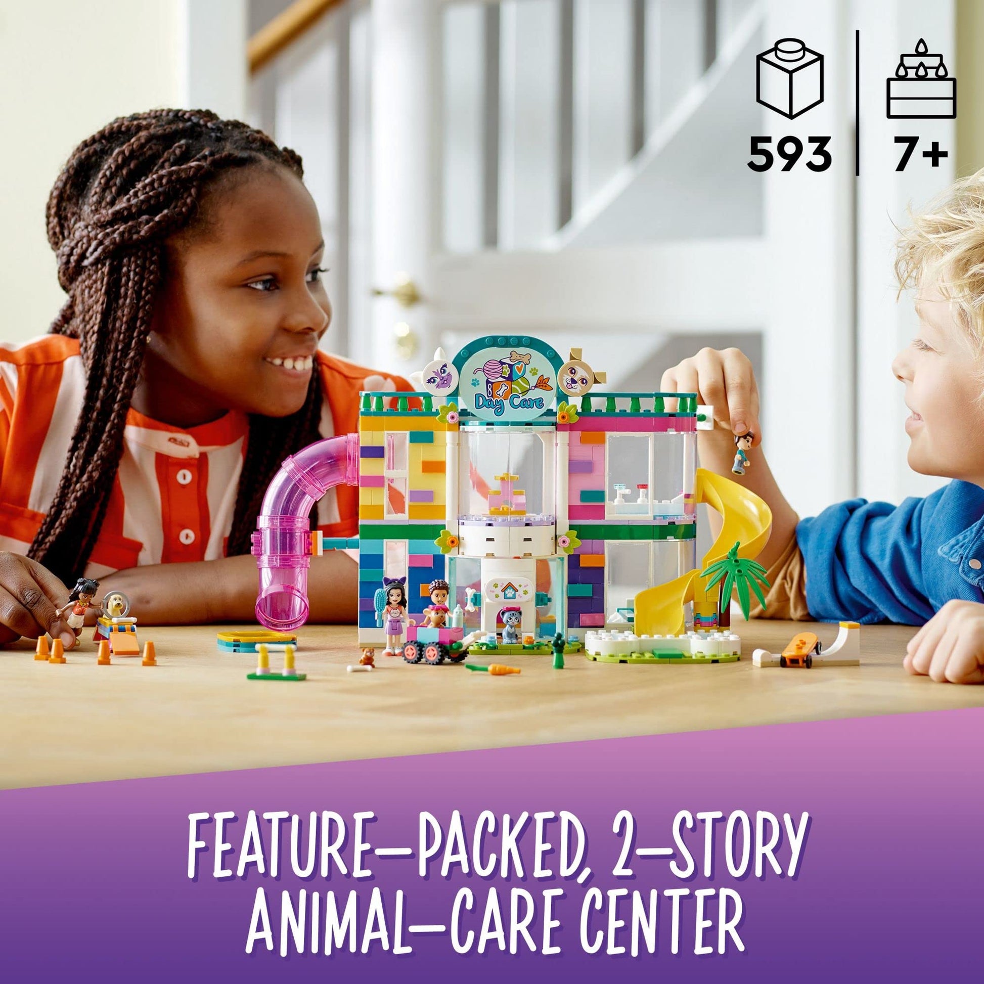 LEGO Friends Pet Day-Care Center 41718 Animal Set, Heartlake City Toy, Birthday Gifts for Kids, Girls and Boys 7 Plus Years Old, with Doggy Figure & 3