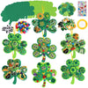Openfly 24 Sets St. Patrick's Day Shamrock Ornaments DIY St. Patrick's Day Foam Craft Kit Irish Clover Shamrock Foam Stickers Self-Adhesive Craft