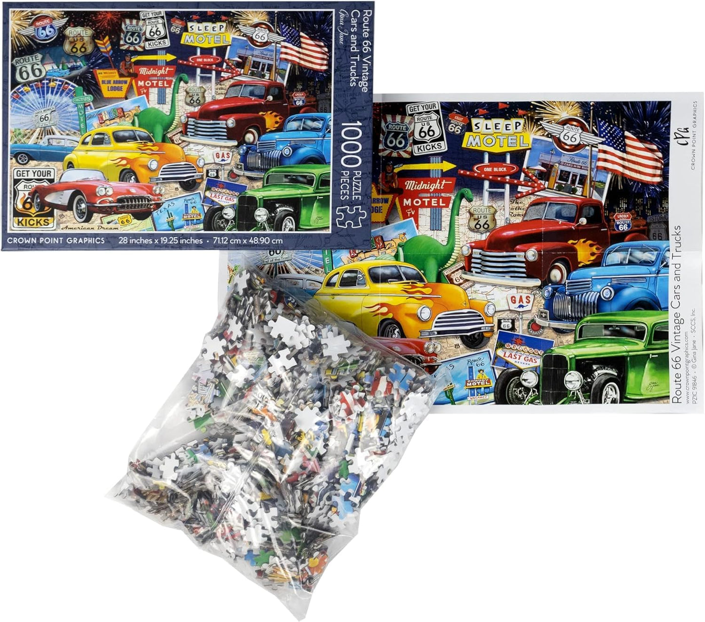 Crown Point Graphics Route 66 Jigsaw Puzzle, 1000 Piece