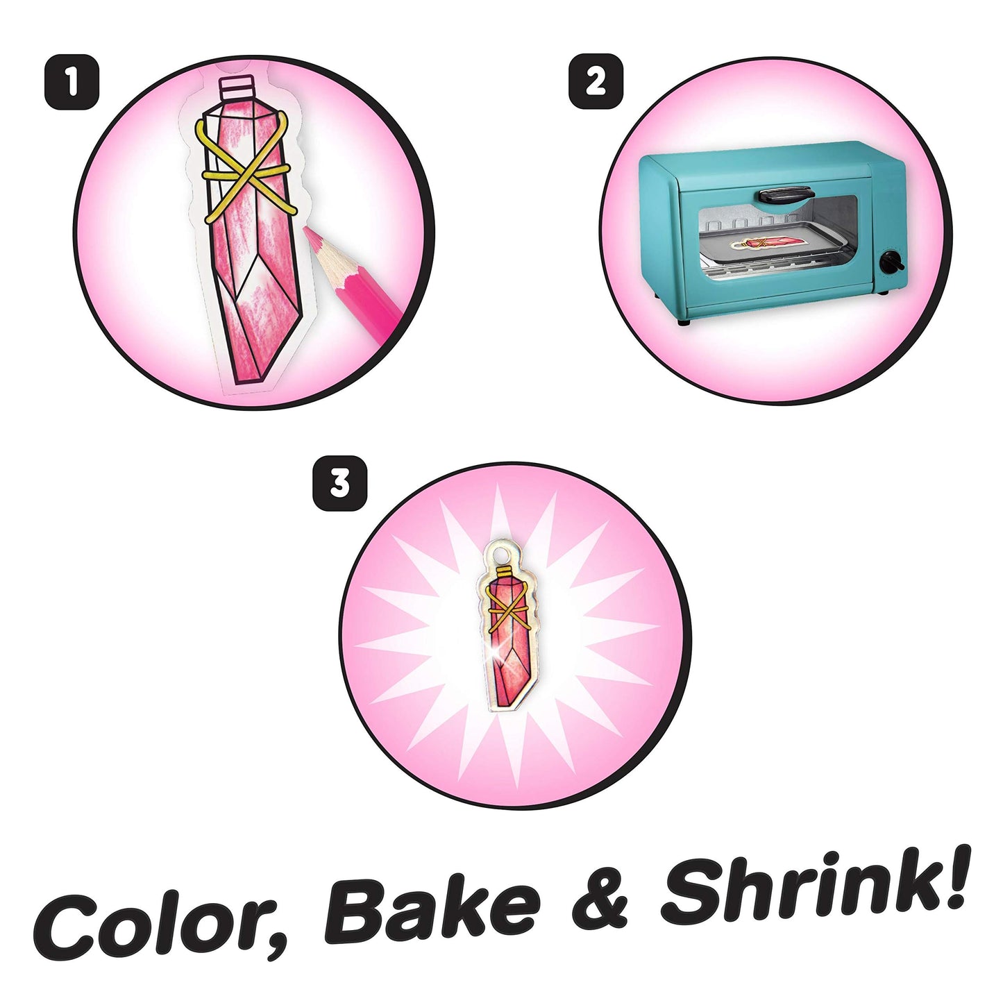 Just Play Shrinky Dinks 68-piece Jewelry Kit, Includes Beads, Barrettes, Elastic String and Earring Hoops, Kids Toys for Ages 5 Up