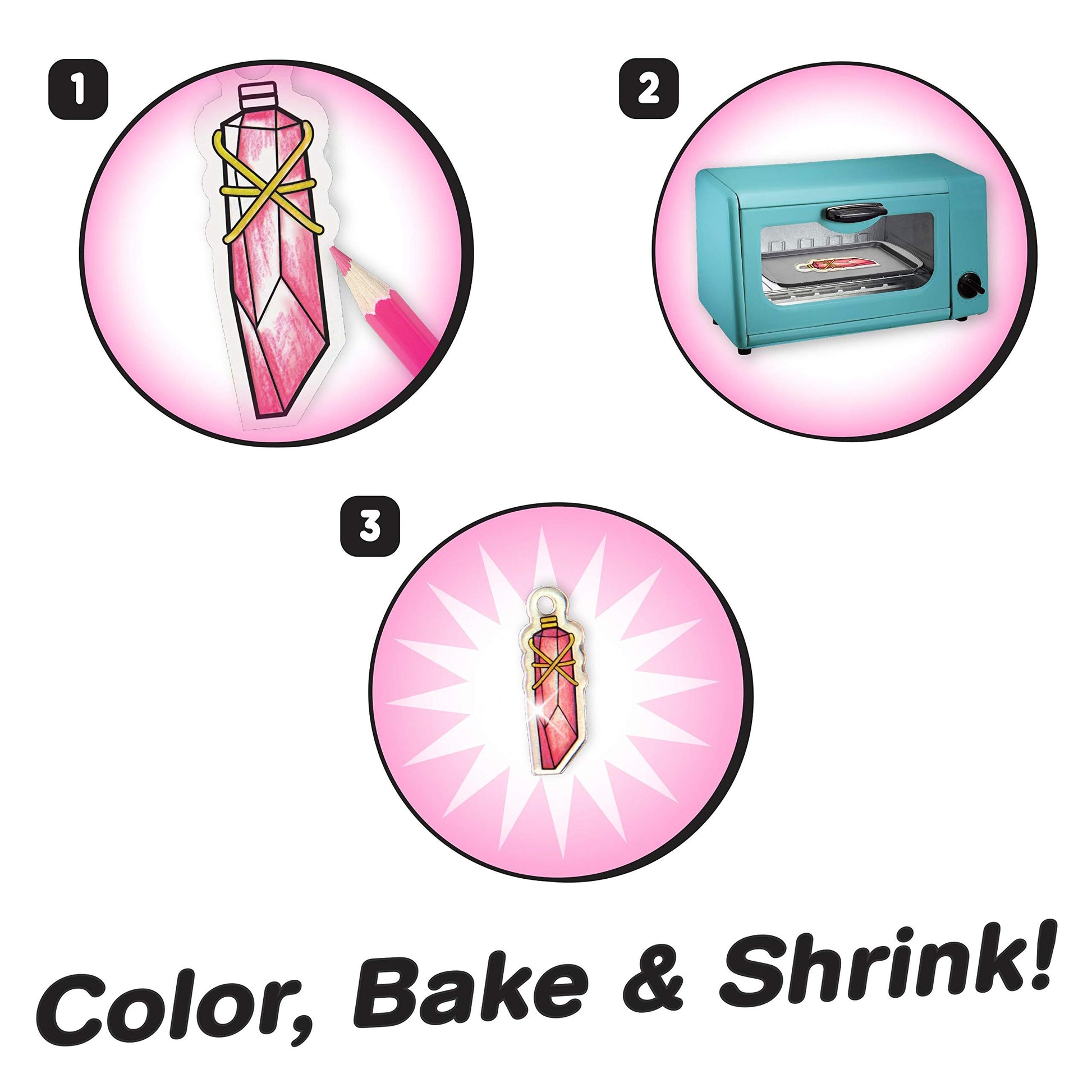 Just Play Shrinky Dinks 68-piece Jewelry Kit, Includes Beads, Barrettes, Elastic String and Earring Hoops, Kids Toys for Ages 5 Up