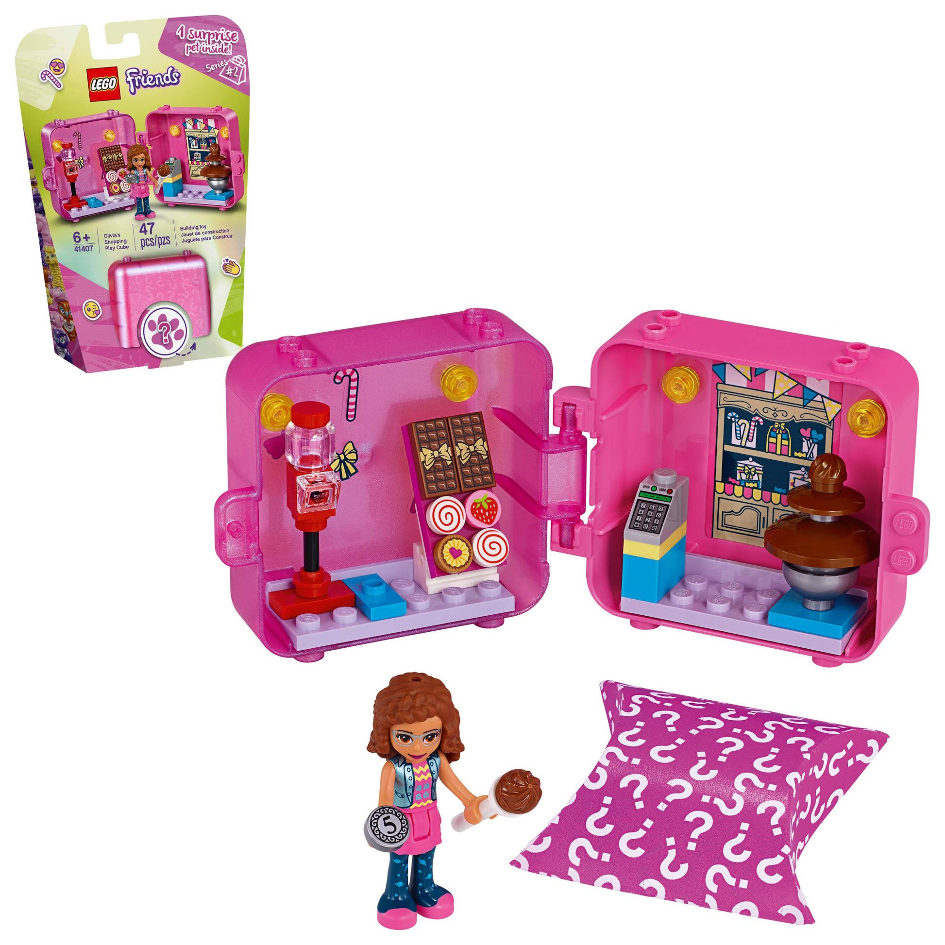 LEGO Friends Olivia’s Shopping Play Cube 41407 Building Kit, Candy Store Fun Toy That Includes Candy Store Mini-Doll, New 2020 (47 Pieces)