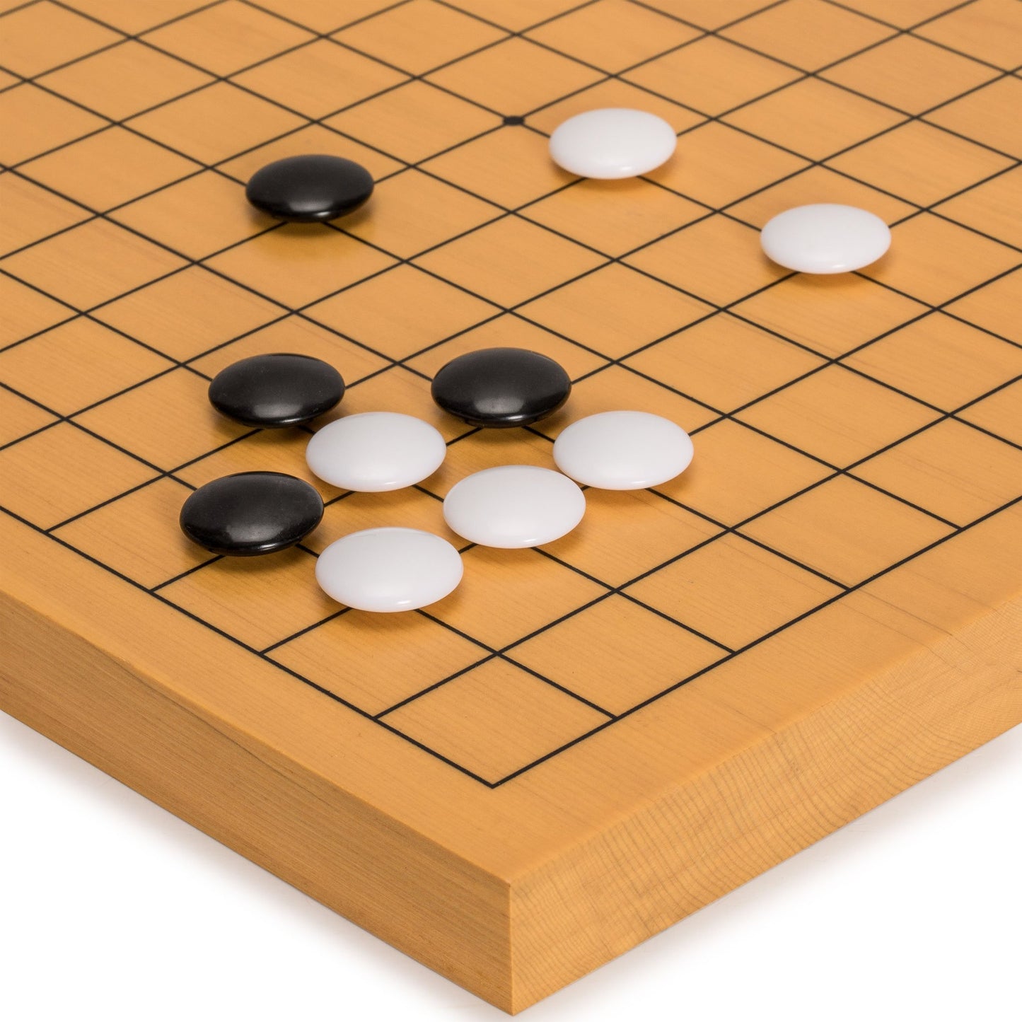 Yellow Mountain Imports Shin Kaya Beginner's Reversible 13x13 / 9x9 Go Game Set Board (0.8-inch) with Double Convex Melamine Stones - Classic Strategy