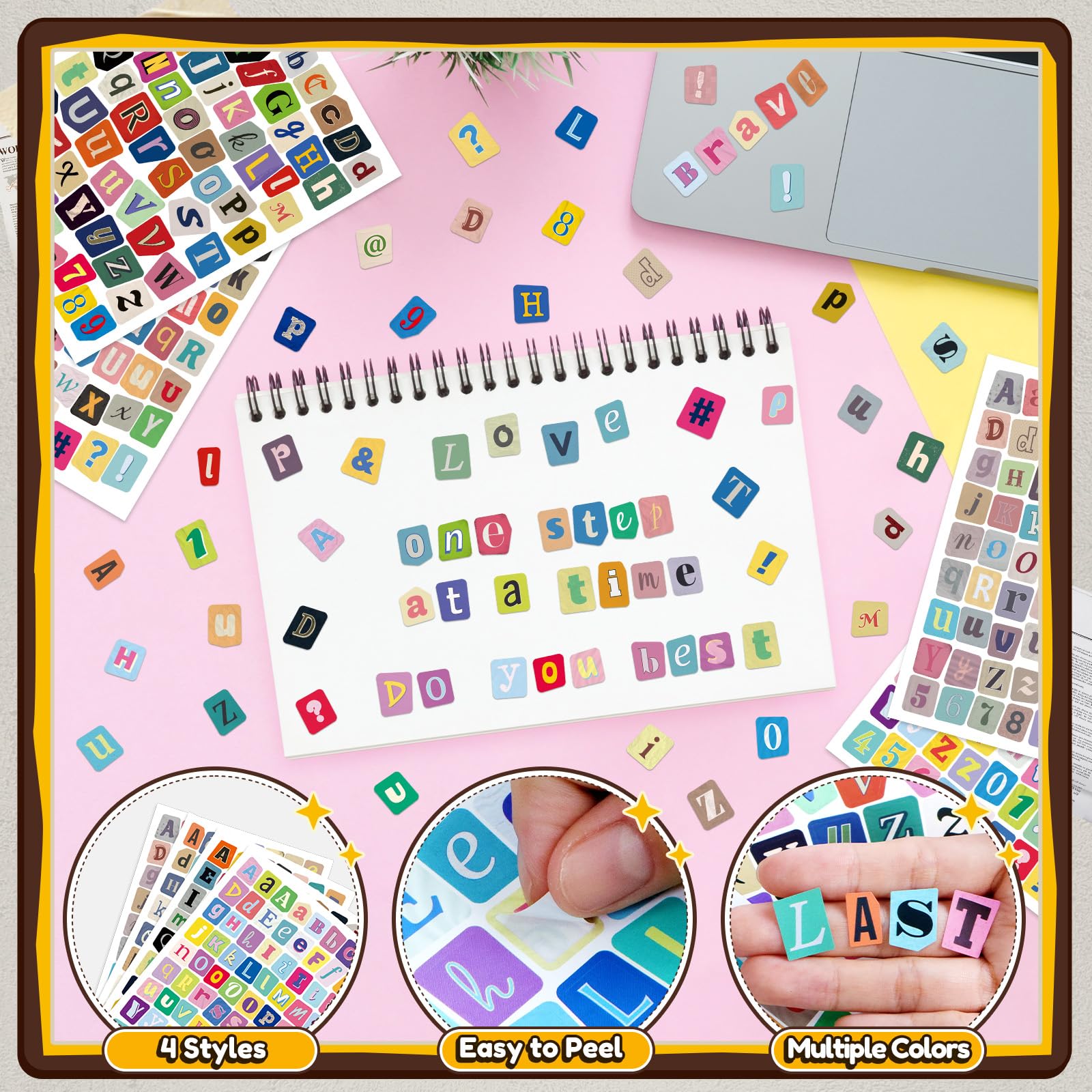 2760 PCS Letter Stickers for Scrapbooking, 40 Sheets Magazine Alphabet Stickers, Self-Adhesive Vinyl Small Ransom Stickers for Journaling Junk Journal