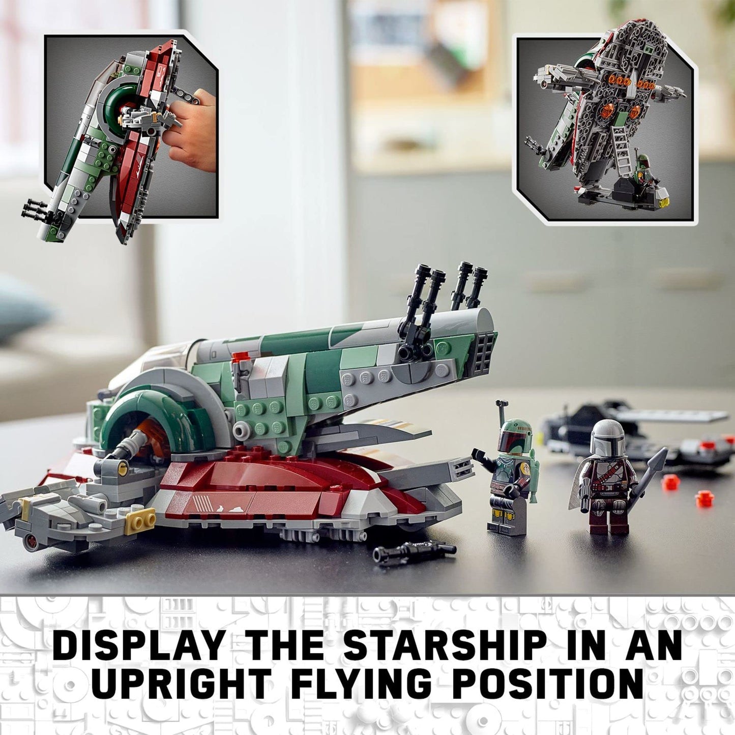 LEGO Star Wars Boba Fett Starship 75312 Building Toy - Mandalorian Model Set Featuring Iconic Starfighter with Rotating Wings and 2 Minifigures, Fun