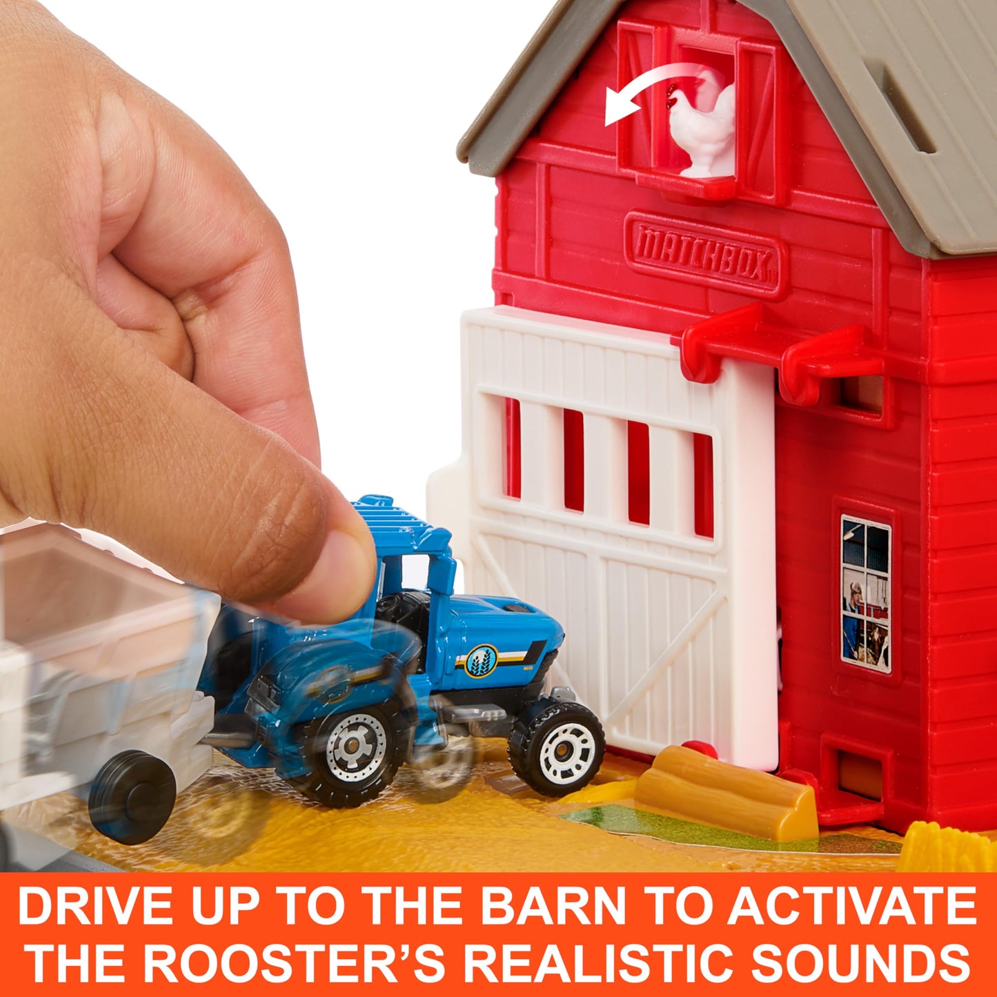Matchbox Toy Car & Playset, Action Drivers Farm Adventure with 1:64 Scale Tractor & Trailer, 2 Hay Bales & Detachable Goat, Horse & Cow Figures