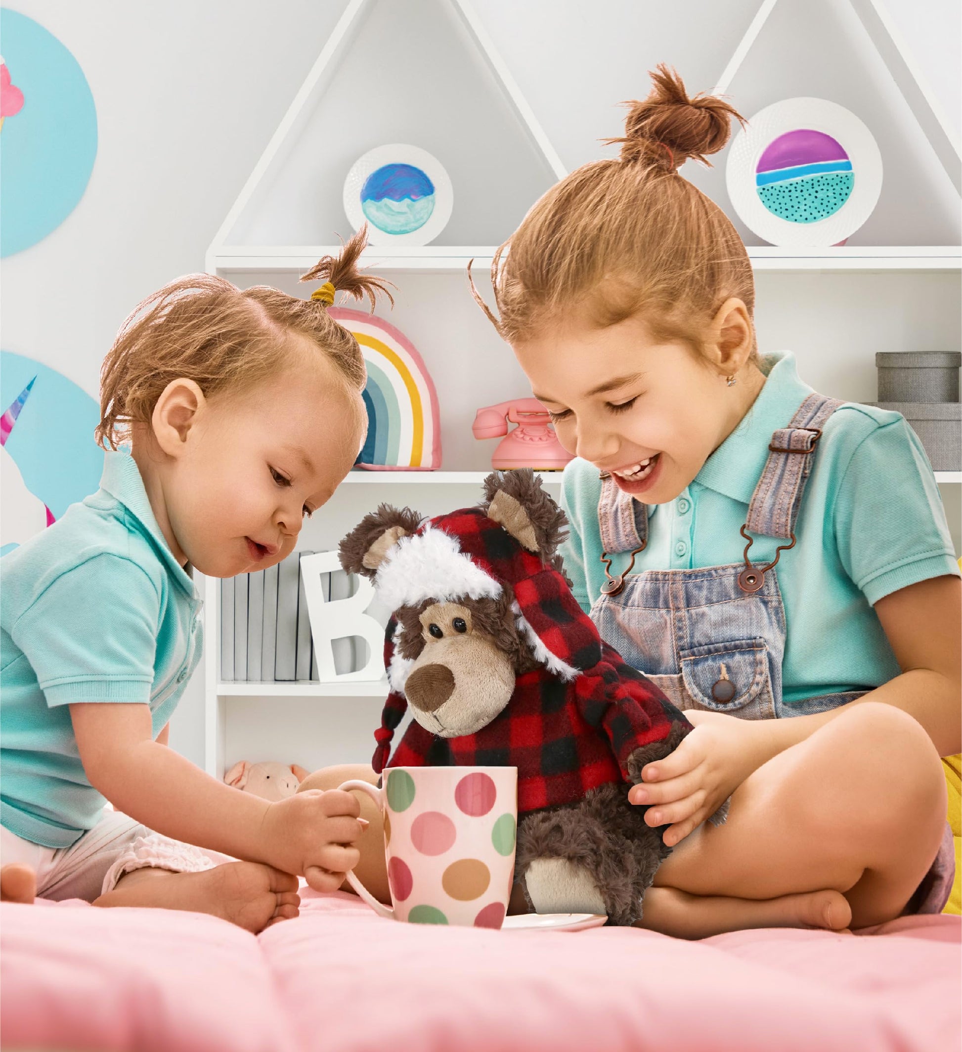 DolliBu Super Soft Plush Red Plaid Outfit Grizzly Bear - Adorable Playtime Zoo Bear Plush with Clothes, Cute Cuddle Gift - 9 Inches