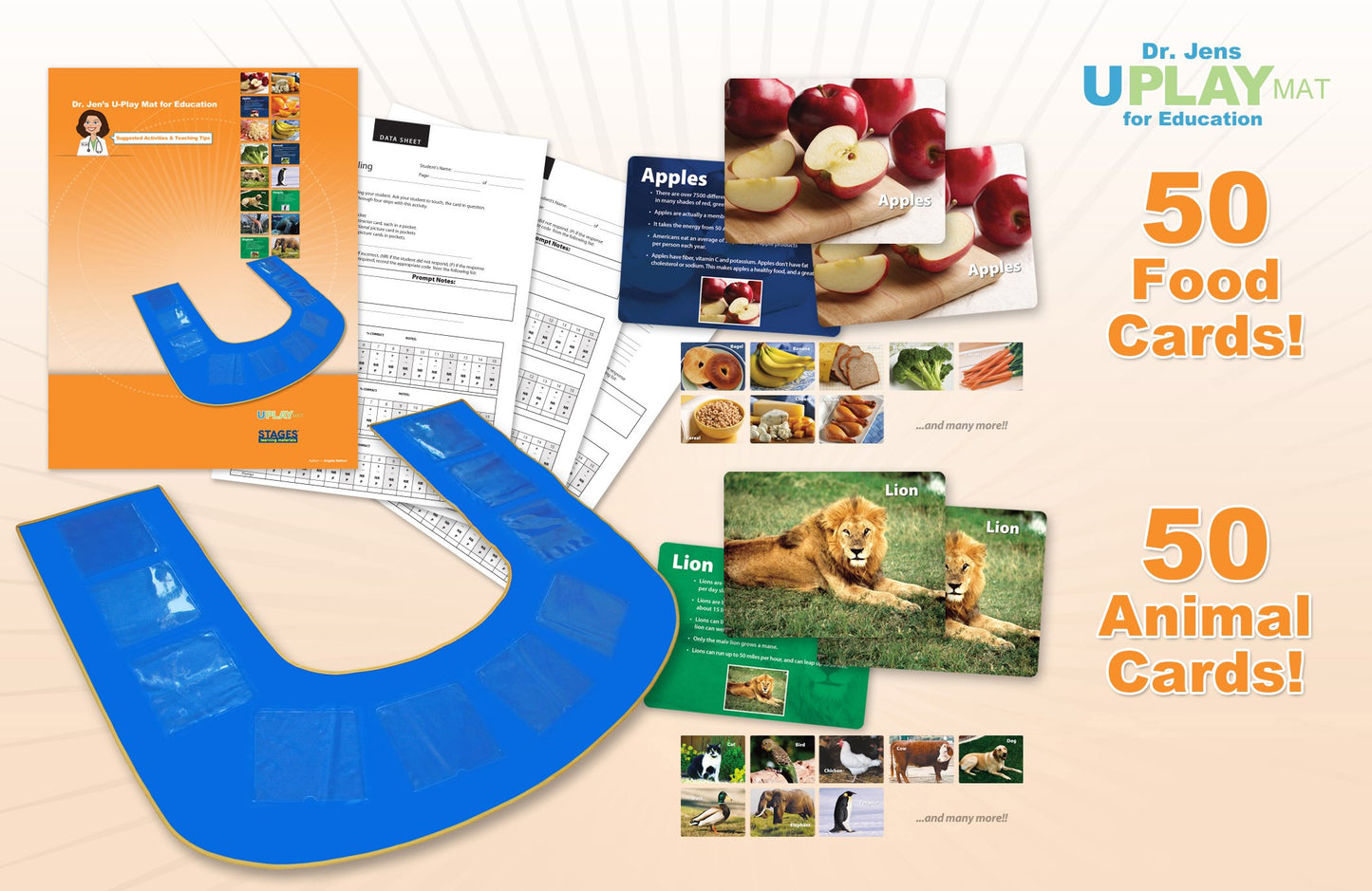 Stages Learning Materials Language Builder Uplay Mat and Flashcard Set for Preschool, Autism, ABA and Speech Therapy Early Learning Flashcards