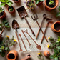 4 Pcs Miniature Dollhouse Garden Tools 1:12 Mini Rusty Shovel Hoe and Pitchfork Fairy Garden Accessories Furniture Ornaments Micro Landscape Decor