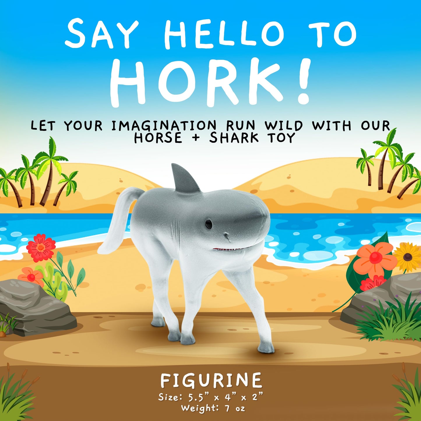 Randimals Horse & Shark Hybrid Realistic Animal Toys - Unique Mix of Safari Toys & Farm Animals Small Figurines - Hork Mini Figures for Kids & Kidults