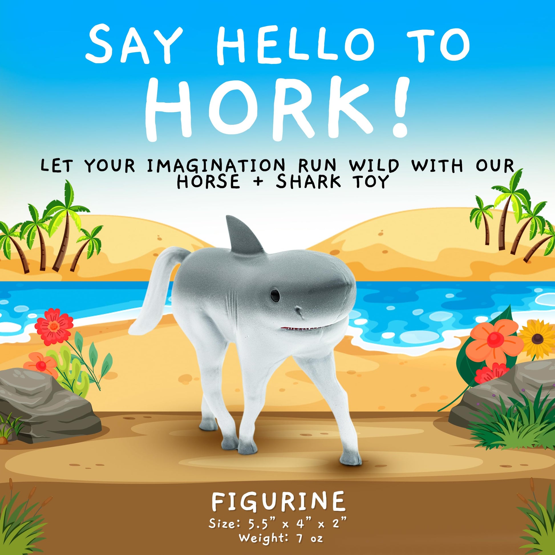 Randimals Horse & Shark Hybrid Realistic Animal Toys - Unique Mix of Safari Toys & Farm Animals Small Figurines - Hork Mini Figures for Kids & Kidults