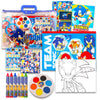 Sonic The Hedgehog Drawing and Painting Set for Boys - Sonic Gift Bundle with Coloring Book, Coloring Utensils, Watercolor Paints, Stickers, Tattoos