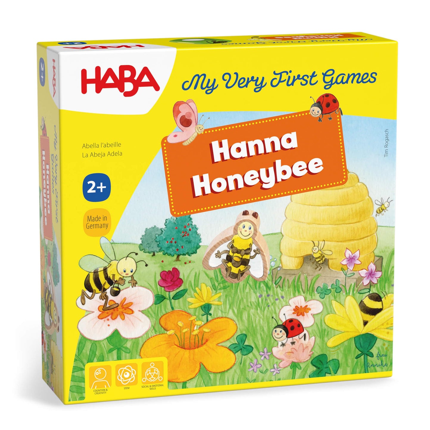 HABA My Very First Games Hanna Honeybee - 2 Cooperative Color Die Games Ages 2+ (Made in Germany)