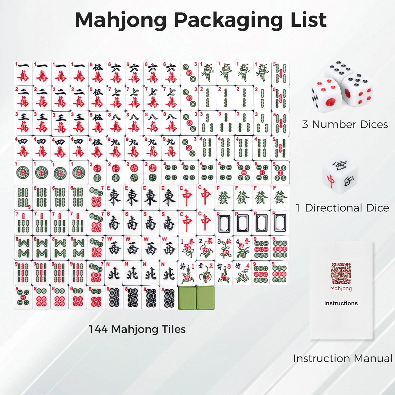Aceshmir Mahjong Tile Set, 146pcs Chinese Mahjong Set Quality Mah Jong Tiles with Exquisite Storage Box Easy to Carry, Instructions Include Mah Jongg