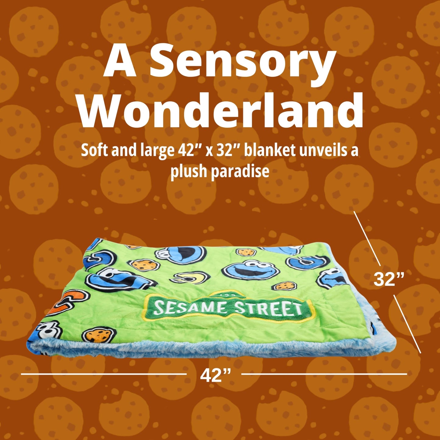 Baby Security Blanket - Sesame Street Cookie Monster 2-in-1 Stuffed Animal & Blanket - Soft Plush Baby Lovey for Boy & Girl - Cookie Monster Plush
