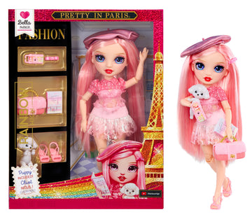 Rainbow High Pretty in Paris Fashion - Bella Parker (Pink), Rainbow 11" Fashion Doll with Outfit, Stylish Handbag, Girls Toy Gift for Kids Ages 4-12