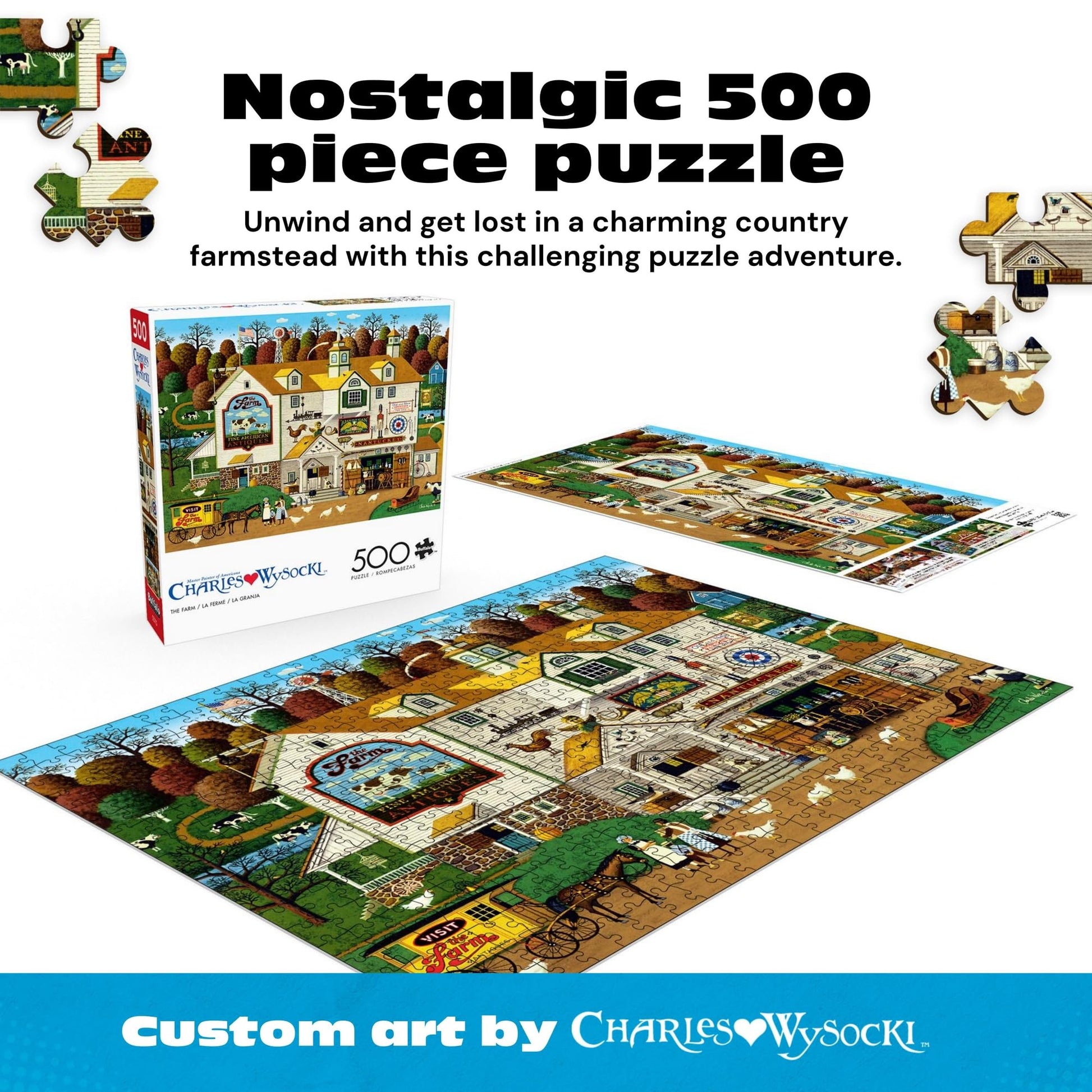 Buffalo Games - Charles Wysocki The Farm - 500 Piece Puzzle for Adults