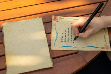Wanderings Handmade Vintage Deckle Edge Blank Paper with Slightly Burned Edge - 5.8" x 8.3" (A5) - Package of 50 Recycled Paper for Writers