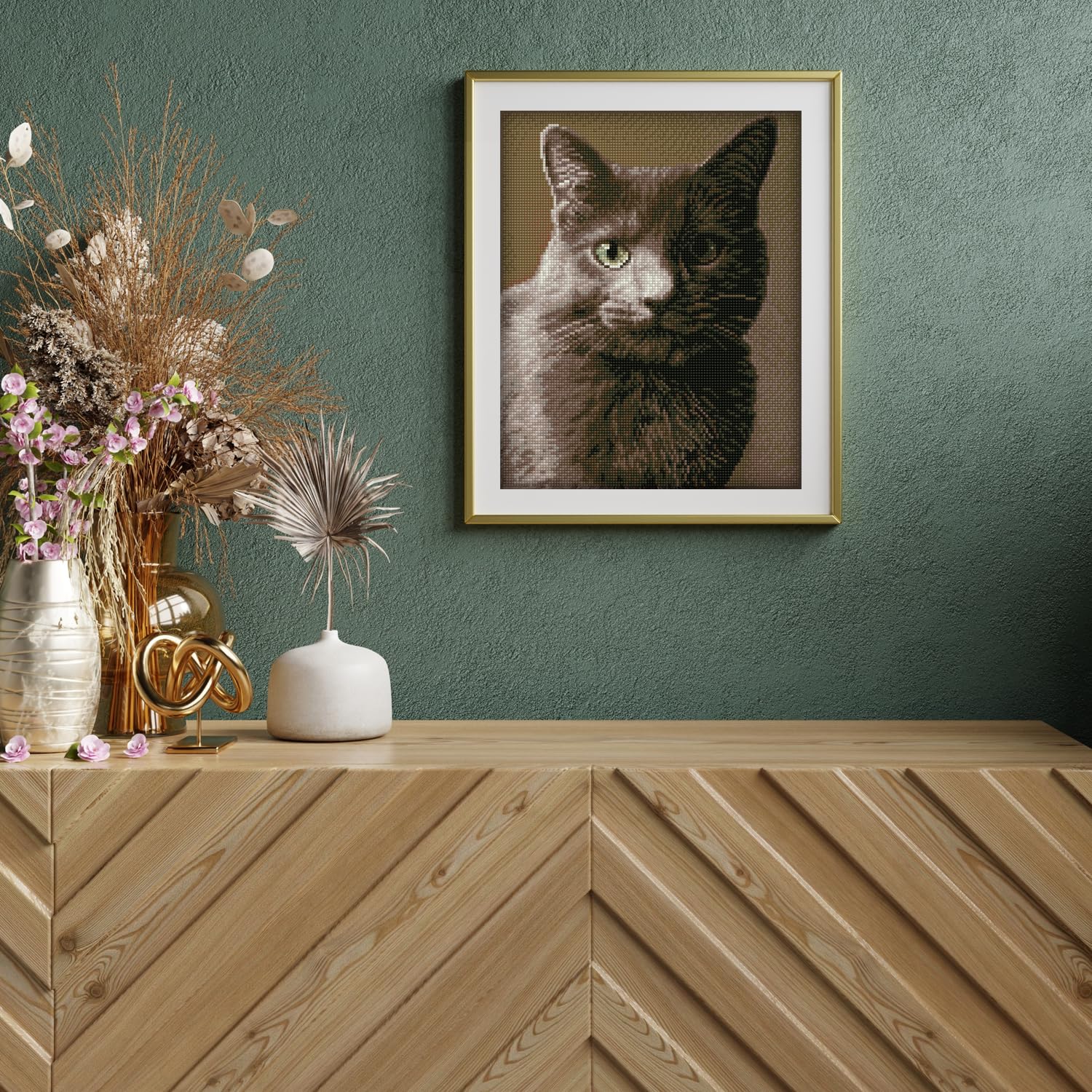 DIAMOND DOTZ Smokey Cat Diamond Painting Kits for Adults - Diamond Art Kits a Relaxing Creative Craft Kit with Dotz Gems 14.8"x11.8"
