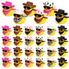 24 Sets Disco Cowboy Rubber Ducks with Scarf Hat and Sunglasses Mini Bath Duck Toys for Birthday Swimming Party Gift Favor Decorations
